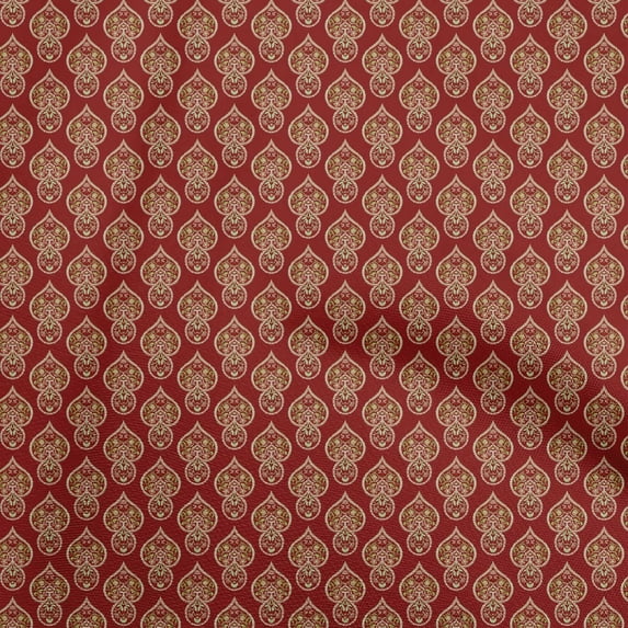 oneOone Cotton Cambric Maroon Fabric Asian Floral Tiles Sewing Craft Projects Fabric Prints By Yard 42 Inch Wide