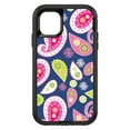 thumbnail image 1 of DistinctInk Custom SKIN / DECAL compatible with OtterBox Defender for iPhone 11 Pro MAX (6.5" Screen) - Pink Green Navy Paisley, 1 of 5