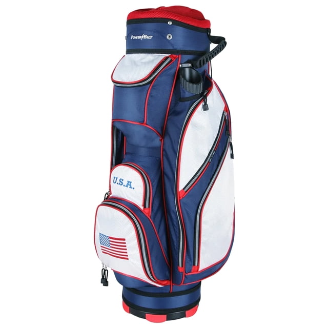 PowerBilt Golf TPS 5400 Sac de Chariot Supérieur à 14 Compartiments, Drapeau des É.-U. Rouge/blanc/bleu