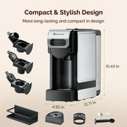 Coffee Maker 3-in-1 Single Serve Coffee Machine, for K-Cup Coffee Capsule Pod, Ground Coffee Powder Brewer, Stainless Steel Design, Sliver