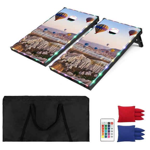 RayChee 3'x2' Cornhole Set with 8 Bean Bags and Carrying Case Outdoor Game Toss Board for Adults Outside Activities