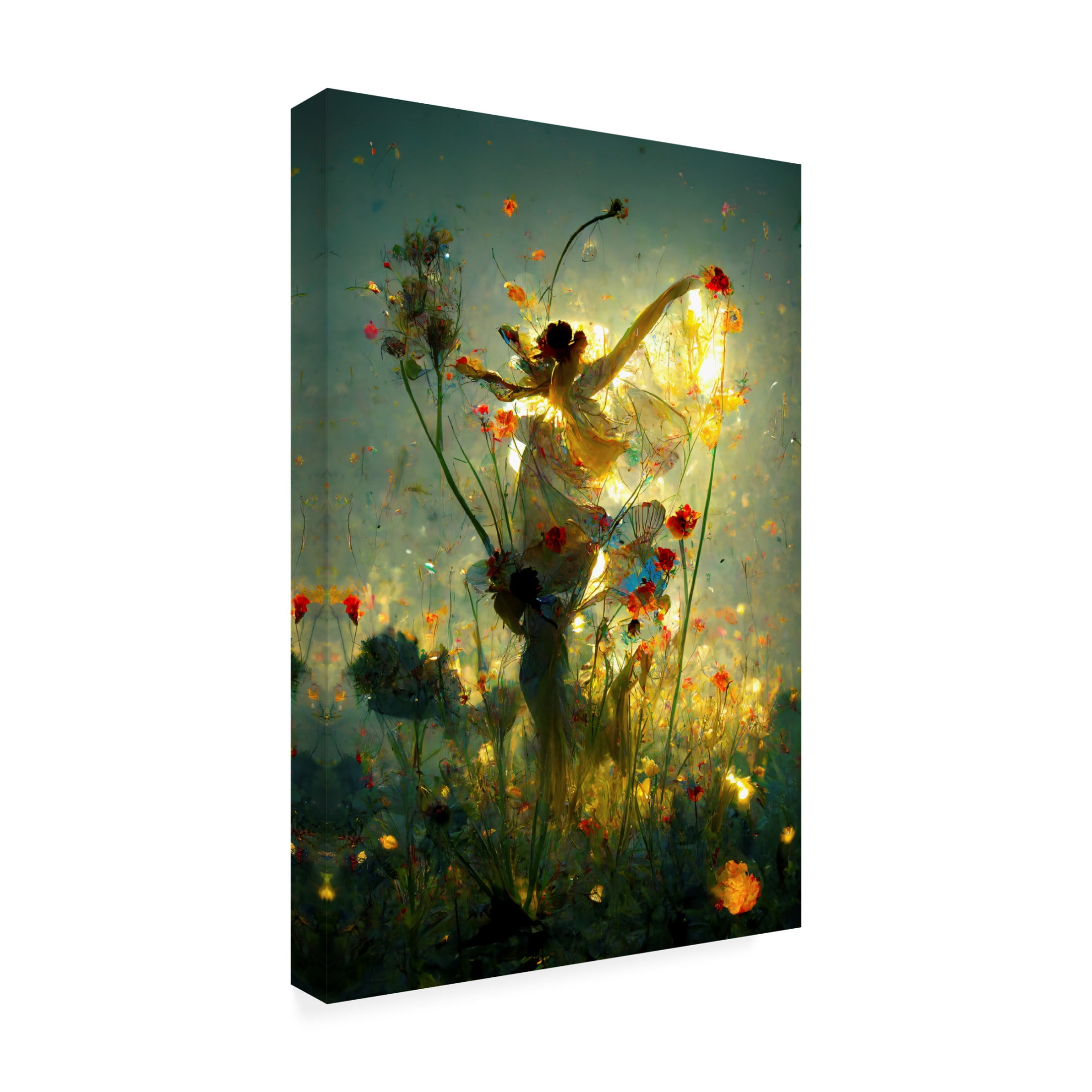 Canvas Wall Art - Ray Heere 'Flower Dance 2' Wall Art for Living Room, Bedroom, or Office Décor by Trademark Fine Art - 12 x 19 Inches