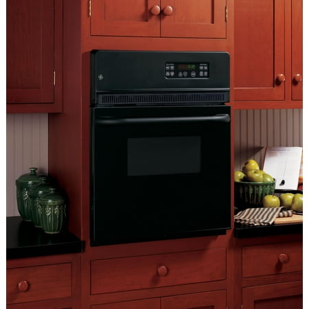 GE - 24" Built-In Single Electric Wall Oven - Black on Black
