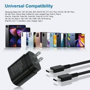 Type C Charger Fast Charging, 2-Pack USB C Wall Charger Block, 25W Android Phone Super Fast Charger and 10ft Charging Cable Compatible for Samsung Galaxy S26/S25+S24/S23/S22/S22 Ultra, Black