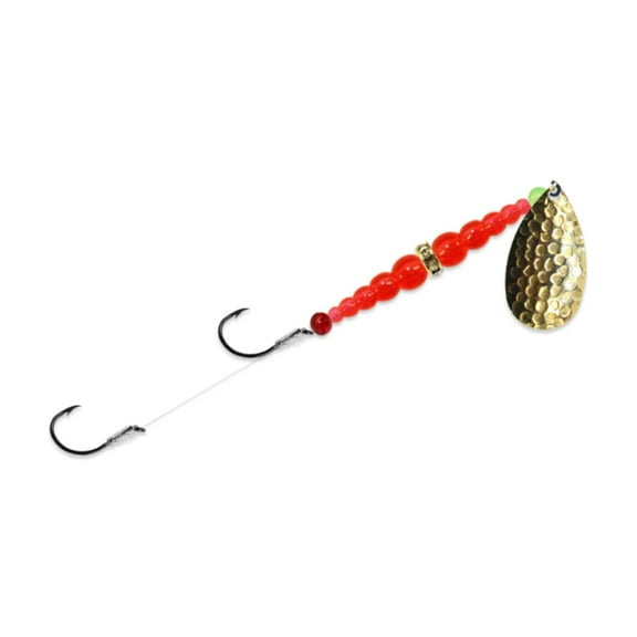 Mack's Lure Double Whammy Classic Series Hammered Brass Flo Orange Black Oct 6