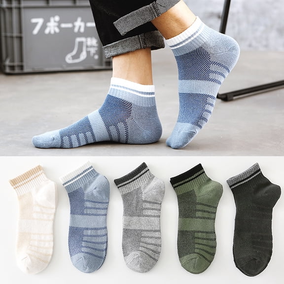 Men's Ankle Breathable Cotton Socks Mesh Tube Sports Socks Four Seasons Comfortable Running Casual Socks 4Pack