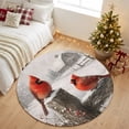 thumbnail image 3 of Round Rug 3.3Ft Washable Non-Slip, Christmas Cardinal Circle Area Rugs for Living Room Bedroom, Farmhouse Wood Barn Winter Xmas Indoor Floor Mats Carpet Runner for Home Decor, 3 of 8