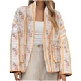 thumbnail image 2 of SwiftWear Women's Floral Print Quilted Puffer Jacket Stand Collar Cardigan Coat Casual Long Sleeve Outerwear Trendy​​, Yellow, 2 of 8
