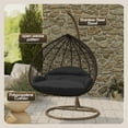 thumbnail image 3 of LeisureMod Hanging Swing Chair Two-Person Seater Egg Chair Brown Frame in Teardrop Design with Armrest Removable Zippered Washable Polyester Cushion Cover for Indoor and Patio Recluse Collection, 3 of 11
