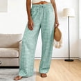 thumbnail image 2 of vigerkar Womens Gingham Pants Checkered Plaid Wide Leg Palazzo Pants Lounge Trousers with Pockets (Green, XL), 2 of 9