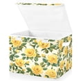 thumbnail image 2 of Storage Box With Lid 16.5x12.6x11.8In Foldable Stacked Household Storage Box Lovely Big Yellow Roses, 2 of 7