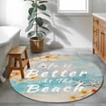 thumbnail image 4 of Summer Round Living Room Rugs 4 ft, Life Is Better At The Beach Yellow Flowers Washable Area Rug with Non-Slip Sturdy Edge Binding Round Carpet for Entryway Kitchen Bedroom Bathroom, 4 of 9