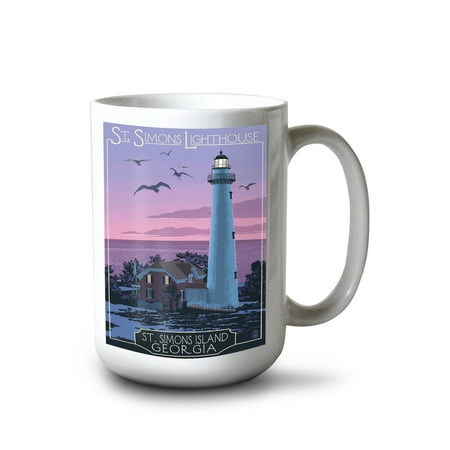 

15 fl oz Ceramic Mug St. Simons Georgia Lighthouse Dishwasher & Microwave Safe