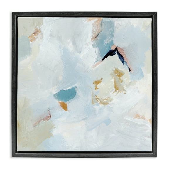 Stupell Industries Soft Subtle Abstraction Abstract Painting Black Floater Framed Canvas Art Print Wall Art, 18 x 18