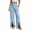 Light Blue, variant on Womens Lightweight Wide Leg Pants Elastic Drawstring Waisted Front Split Hem Casual Trousers with Pockets