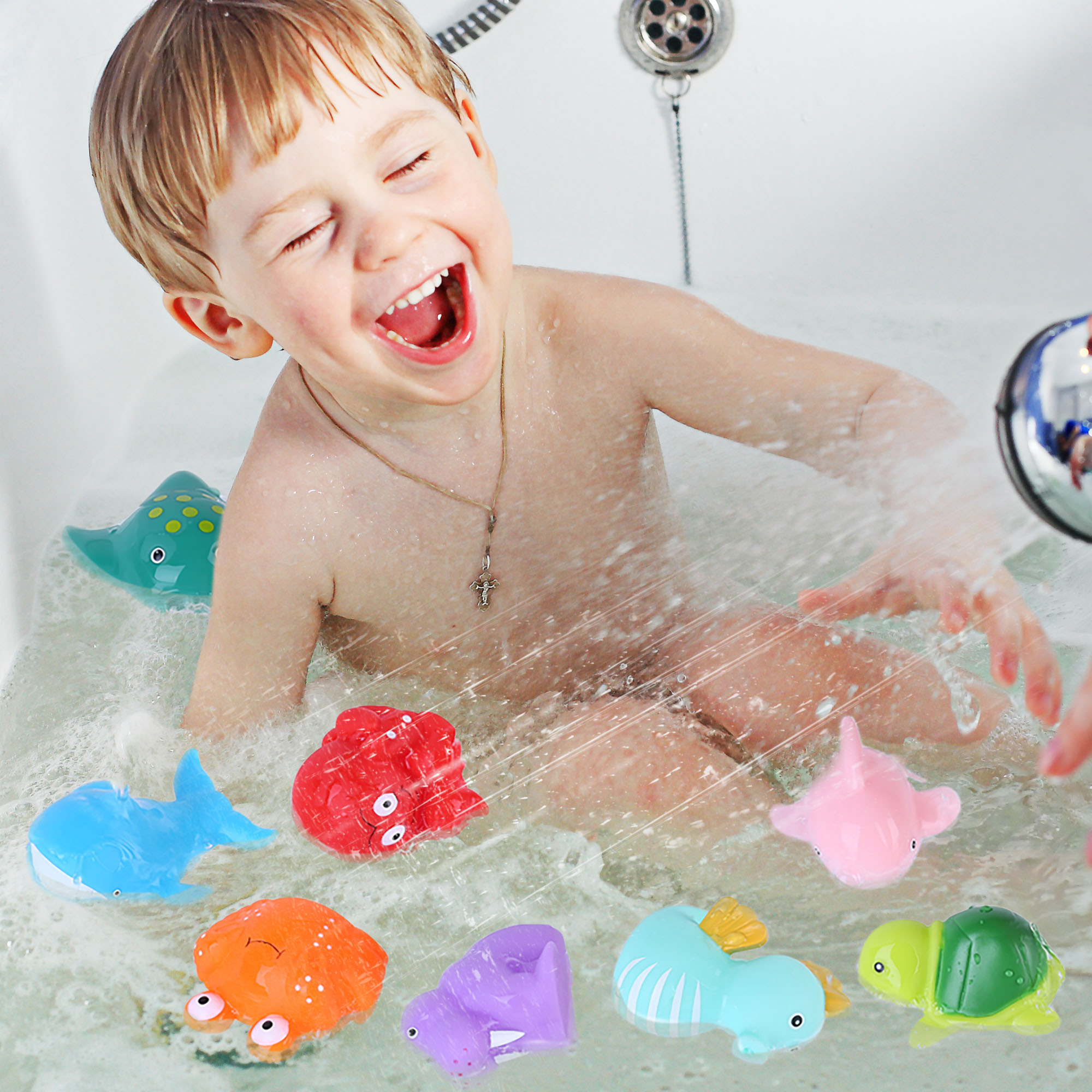 LotFancy No-Hole Bath Toys, 8-Piece Sea Animals photo 3