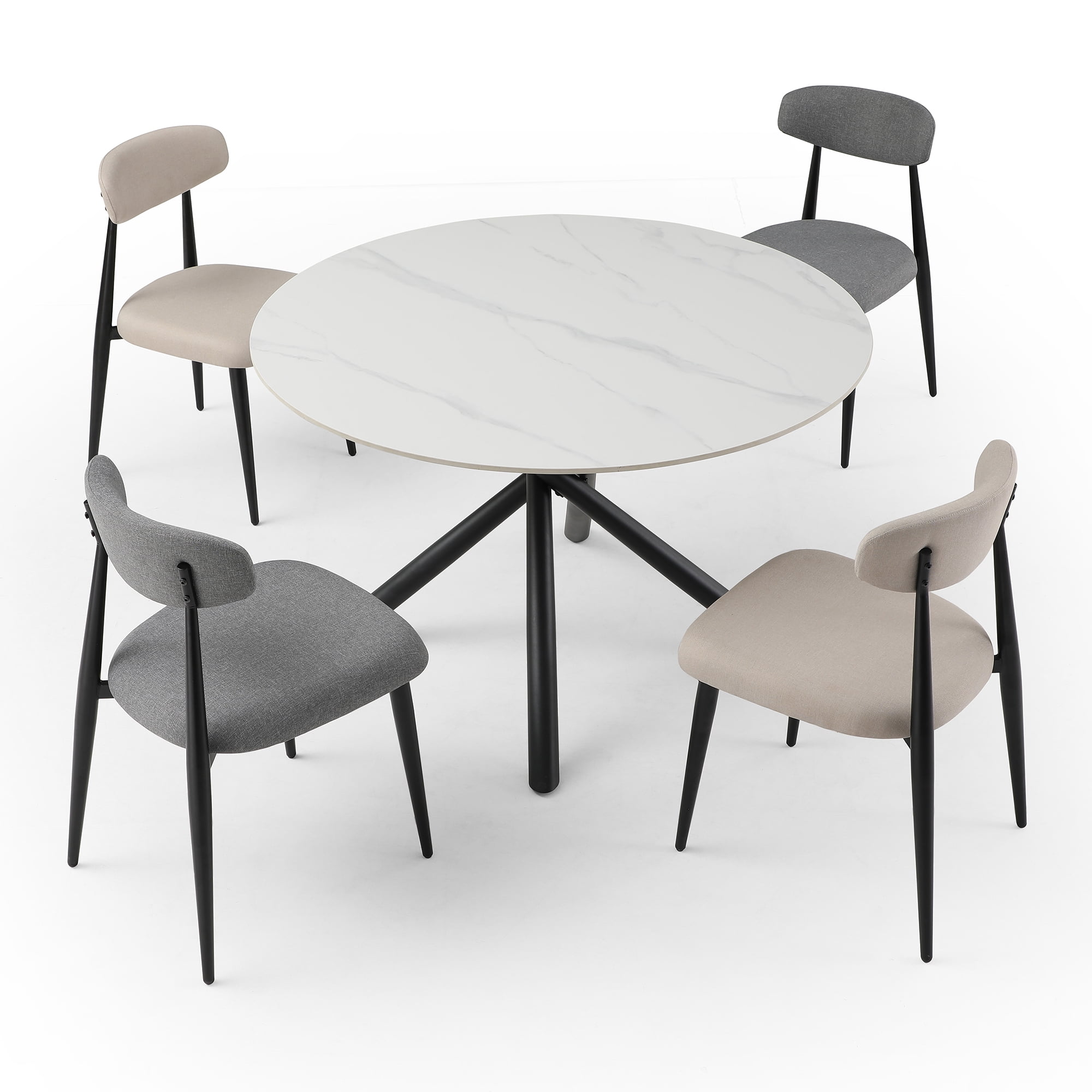Kadyn Modern Dining Chairs Set of 6, Dining Room Chairs with Curved Backrest Round, Upholstered Kitchen Chairs for Living Room, Gray