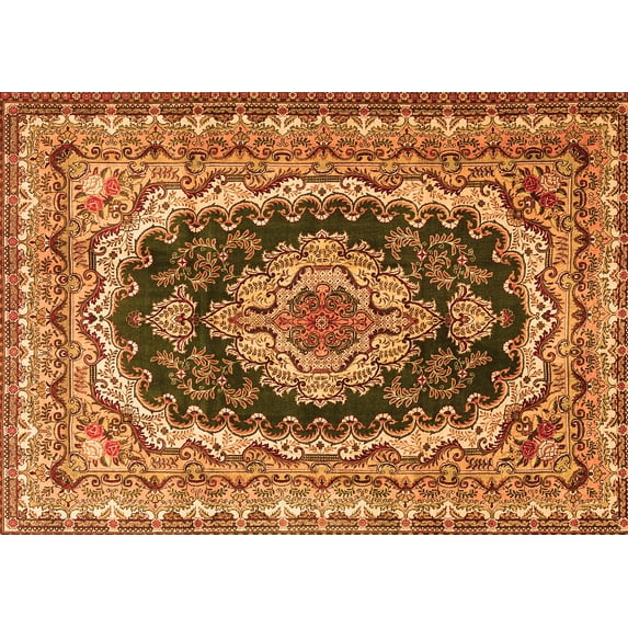 Ahgly Company Indoor Rectangle Medallion Orange Traditional Area Rugs, 8' x 10'