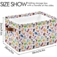 thumbnail image 3 of GZHJMY Animals Pattern Rectangular Storage Bins, 2 PCS Collapsible Toy Storage Bins, Waterproof Canvas Rectangular Storage Bin with Leather Handles for Closets,Bedrooms,Kids Toy,Gift Baskets, 3 of 6
