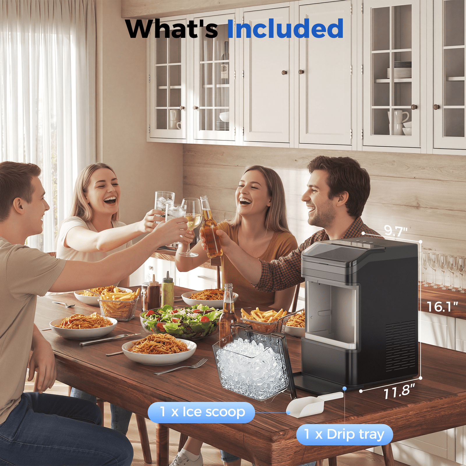 Nugget Ice Maker Countertop, 42lbs per Day Portable Ice Machine, 6 Mins Fast Ice Making, Self-Cleaning, Pebble Ice Making for Home, Party, Camping
