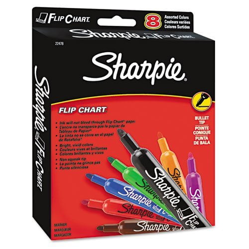 Flip Chart Markers Assorted Colors 2 Pack Bullet Tip 8 Count 