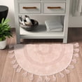 thumbnail image 3 of JOOJA Boho Cotton Handmade Bath Mat Non-slip Area Mat Rug with Tassels for Baby Days, Pink, 20"x32", 3 of 11