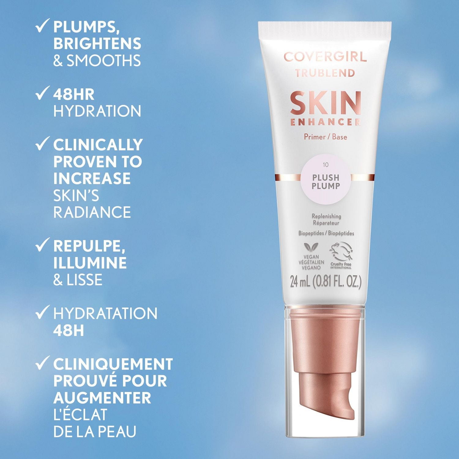 Covergirl TruBlend Skin Enhancer, Primer, Plumps Dry Skin, Blurs Pores, Hydrating, Brightening, Lasts All Day, Skincare-infused Skin Enhancer Primers