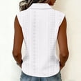 thumbnail image 3 of Women Tank Tops Women's Sleeveless Eyelet Embroidery Blouse Lapel Collar Button Shirt Dressy Casual Tank Tops Lightweight Breathable Daily Wear White 3XL, 3 of 5