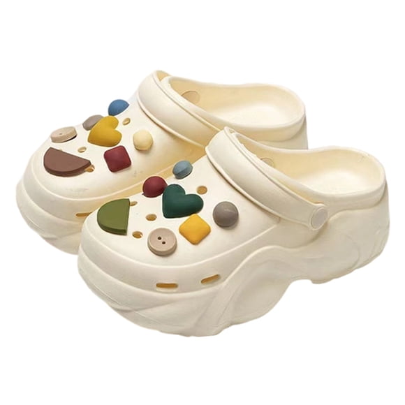 MIASHUI Platform Clogs Womens Lightweight Outdoor Garden Shoes Beach Slippers Sandals,White,9