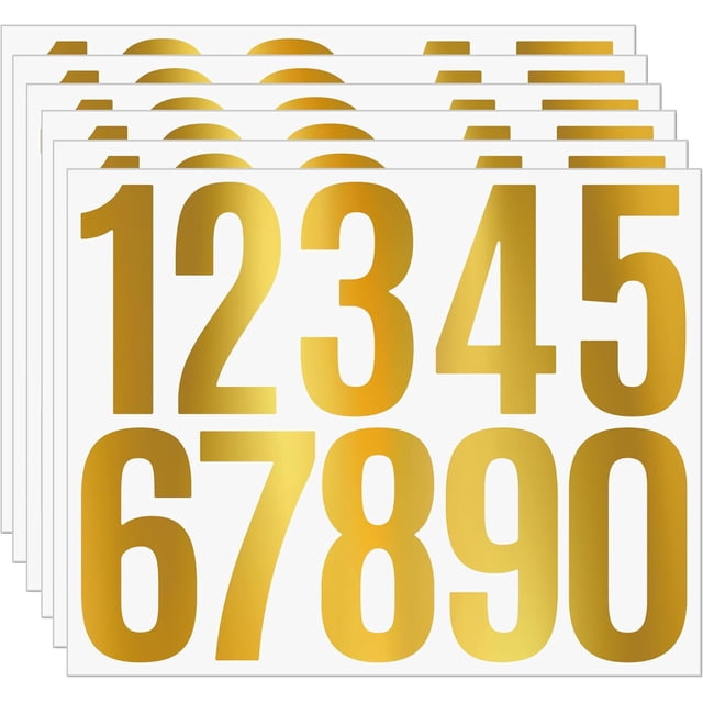 60PCS 3 Inch Gold Vinyl Number Stickers \u2013 Waterproof Adhesive Numbers 0-9 for Mailbox, DIY Crafts, Address Labels, Door Signs, Event Decor, Party Supplies(Golden)
