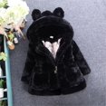 thumbnail image 2 of Xmarks Girls Winter Warm Coats Ear Hooded Faux Fur Fleece Jacket Black 1-7T, 2 of 5