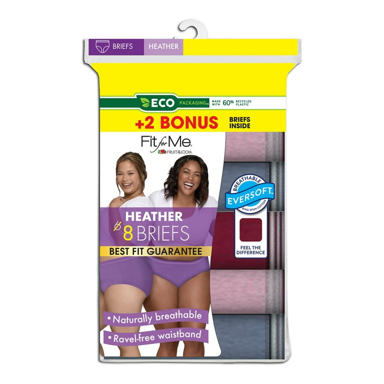 Fit for Me by Fruit of the Loom Women's Plus Size Brief Underwear, 6+2  Bonus Pack