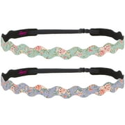 Hipsy Women's Adjustable No Slip Country Floral Headband Multi 2pk (Wave Mint & Purple)