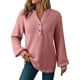 thumbnail image 3 of Camisas de manga larga,Suéter con capucha y cuello en V para mujer, cierre de solapa con hebilla, manga larga, informal, para uso diario en primavera, sopatenor, 3 of 9