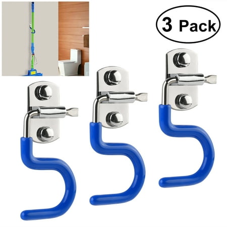 

NUOLUX 3pcs Mop Holder 304 Stainless Steel Broom Holder S-Type Wall Mounted Organizer Brush Storage Hanger
