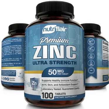 NutriFlair Zinc Supplement Natural Immune Booster Energy and Focus Support, 100 Tablets