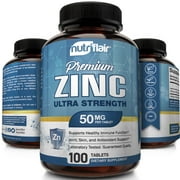 NutriFlair Zinc Supplement Natural Immune Booster Energy and Focus Support, 100 Tablets