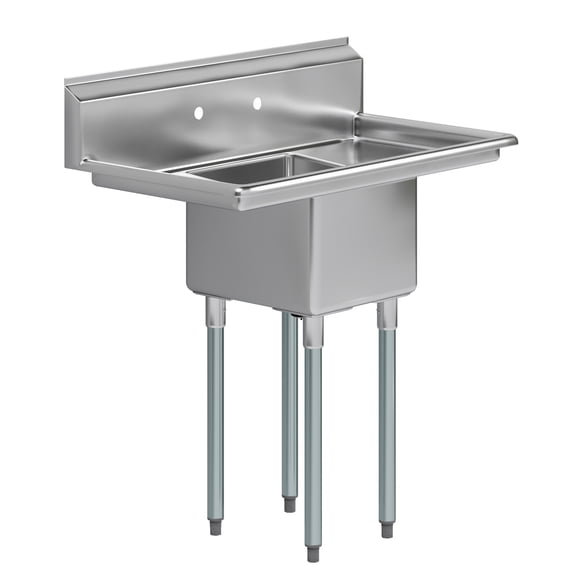 38 in. x 22 in. Stainless Steel One Compartment Sink with 16 in. x 14 in. Bowl and Dual 12 in. Drainboards. NSF
