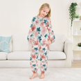 thumbnail image 5 of Fluffy Pajamas Set Fuzzy Winter Warm Pj Sets Pullover Tops and Long Pants Coral and Teal Floral Pattern Large, 5 of 8