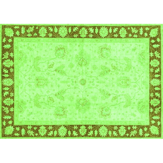 Ahgly Company Indoor Rectangle Oriental Green Traditional Area Rugs, 7' x 9'