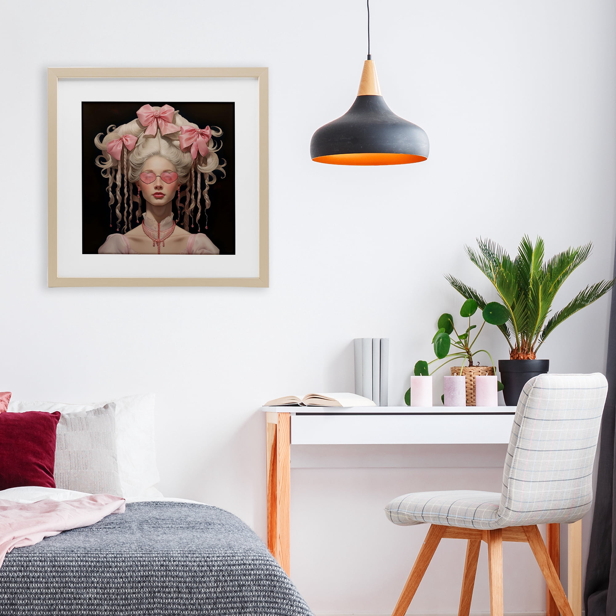 Stupell Industries Rococo Woman Opulent Ribbons Birch Framed Print Under Glass, design by Grotto Studios