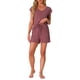 thumbnail image 2 of Conjunto de lounge de 2 piezas para mujer INSPIRE CHIC, suéter de punto, camiseta de manga corta y pantalones cortos, conjunto de pijama en rojo vino, 2 of 5