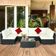 thumbnail image 1 of Gymax Ensemble de Mobilier Sectionnel de Conversation pour Patio en Rotin 7 Pcs avec Coussin et Oreiller, 1 of 8