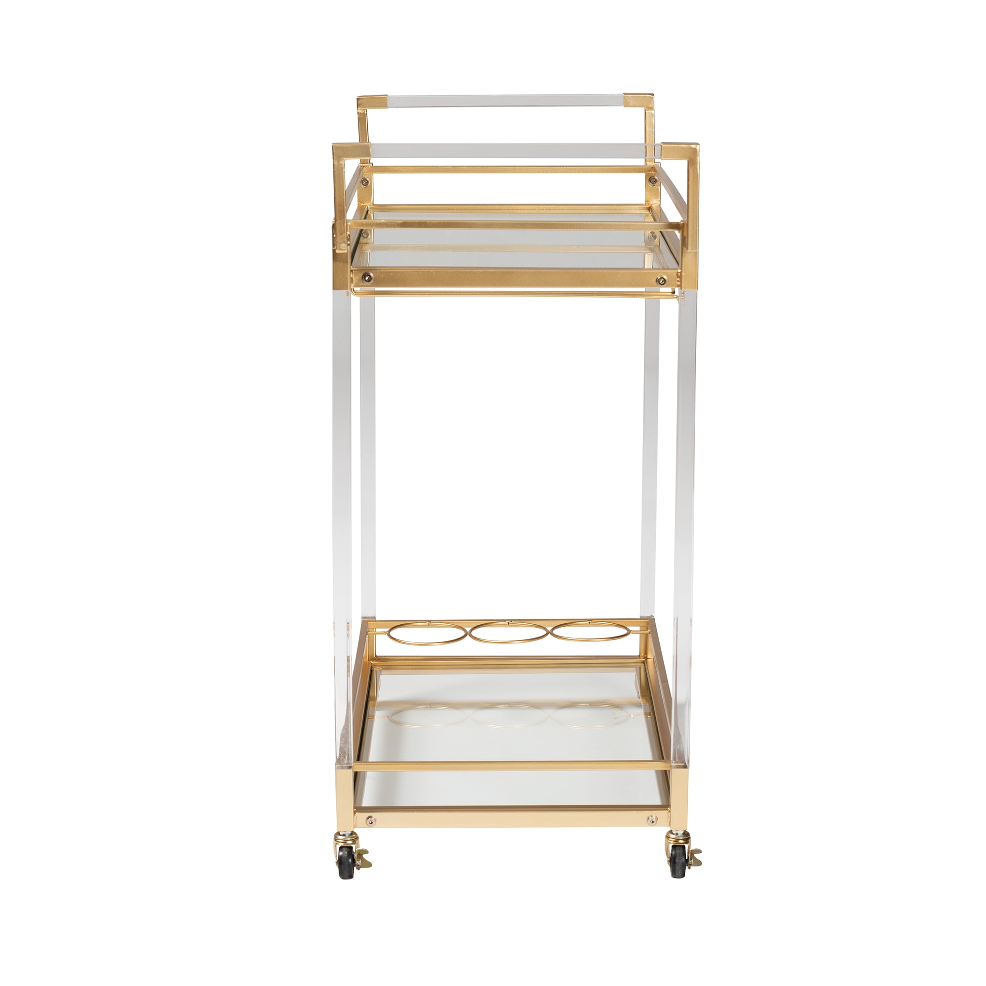 Baxton Studio Savannah Contemporary Glam and Luxe Gold Metal and Glass Wine Cart