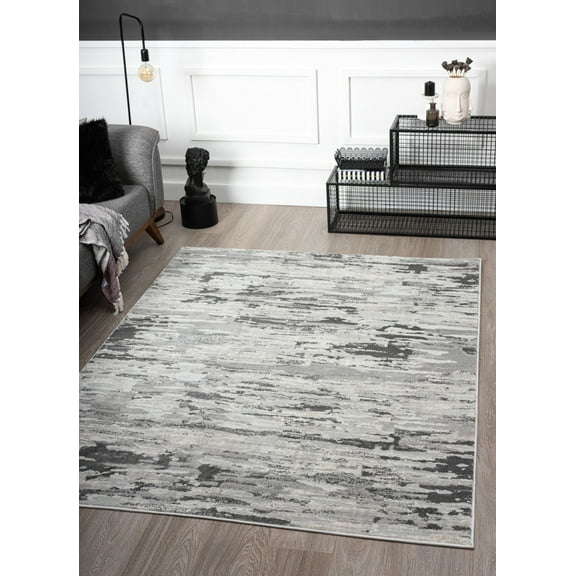 VCNY Home Bentley Abstract Distressed Low Pile Indoor Area Rug, Grey, 5' x 7'