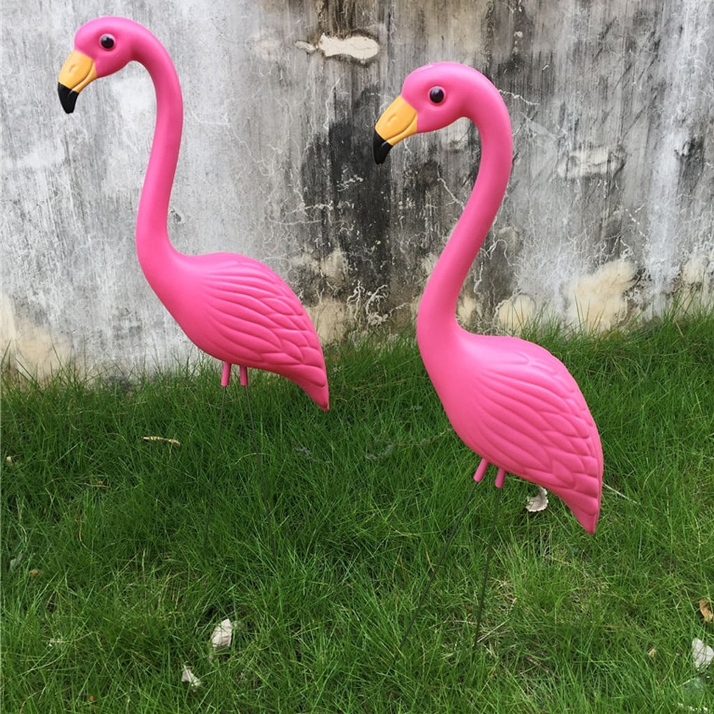 4Pieces Flamingo Ornament Statue, Art Garden Stakes for Yard Garden Lawn Decoration - Looking Up