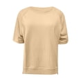 thumbnail image 5 of Haut d'Été pour Femmes à Manches Courtes Col Rond Couleur Unie - T-Shirt Confortable, 5 of 5