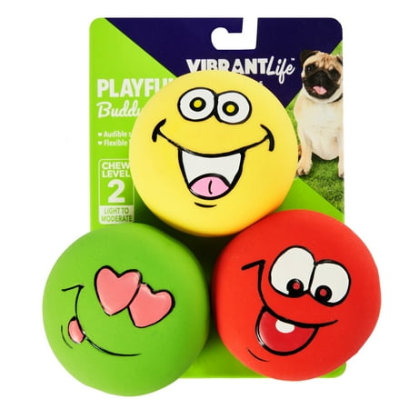 Vibrant Life Playful Buddy Emoticon Chewing Toys, 3