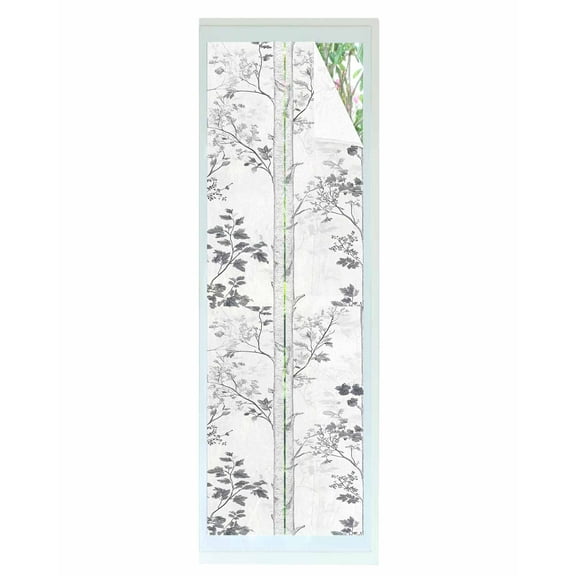 Window Privacy Film Grey Branches Forest Stained Glass Window Film Decorative Sun Block Window Cover Vintage Watercolor Tree Window Clings Static Adhesive Sticker for Bathroom 23.6"x78.7"