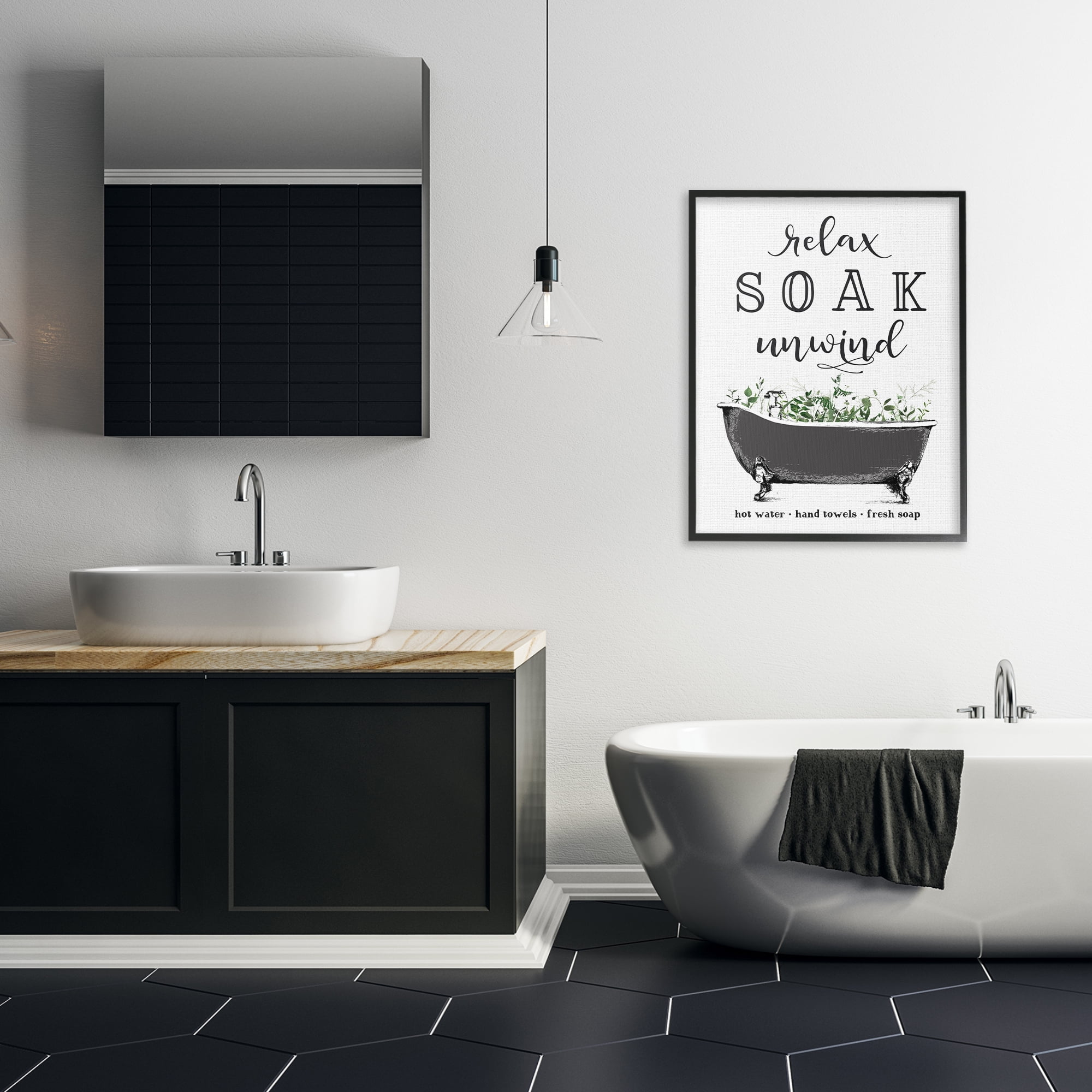 Vintage Bathing Reminders Black Framed Giclee Art, design by Lettered and Lined